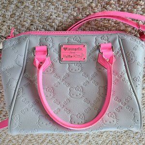 Loungefly Love Hello Kitty Limited Edition Gray and Neon Pint Embossed Tote